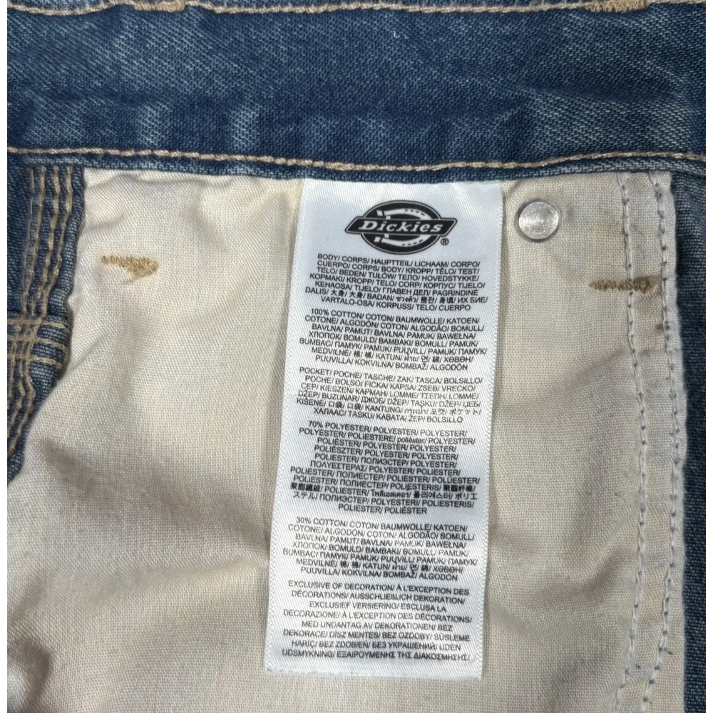 Vintage Dickies Jeans Mens 37x29 Relaxed Fit Blue Denim Carpenter Workwear Baggy